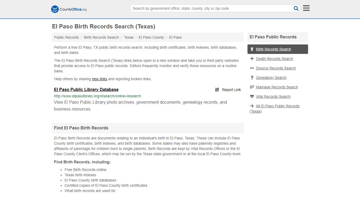Birth Records Search - El Paso, TX (Birth Certificates & Databases)